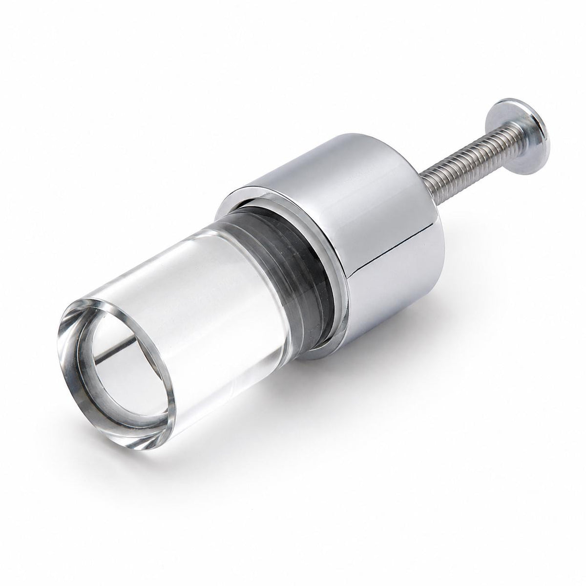 32mm Crystal Glass Door Bolt | Chrome & Black Wall Mounted Door Stop