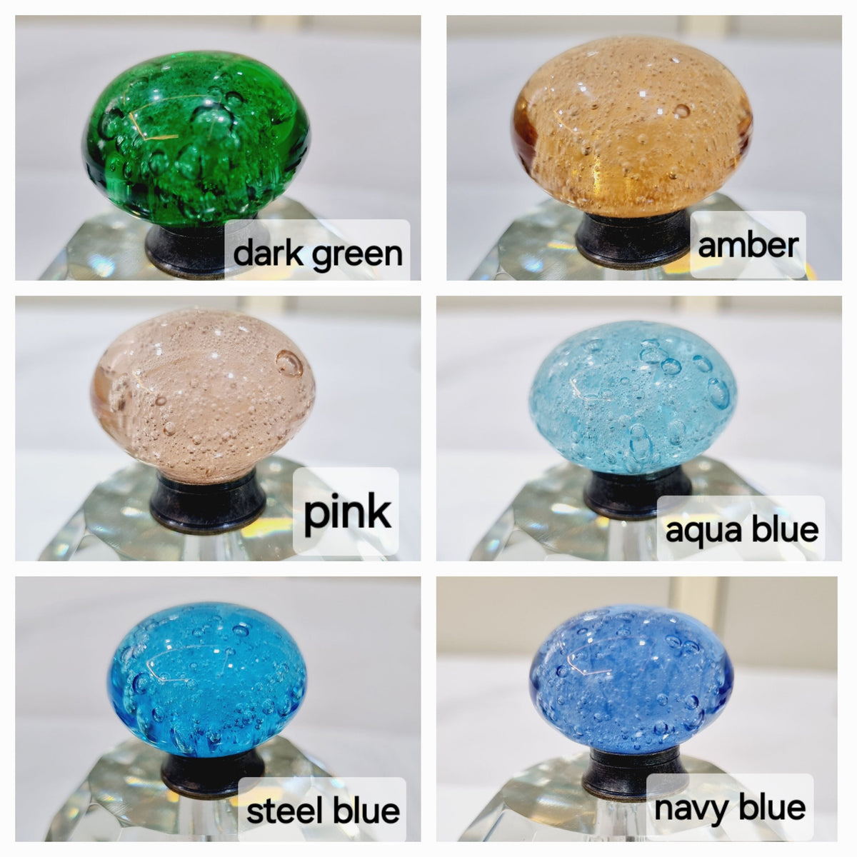 Glass antique fittings bubbles knobs