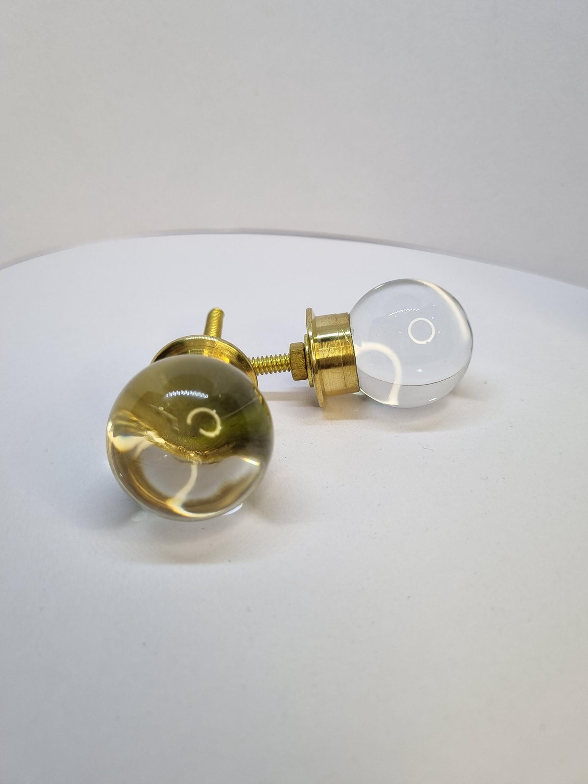 30mm Clear Glass Cabinet Knob | Solid Brass Fittings, Crystal Drawer Pull