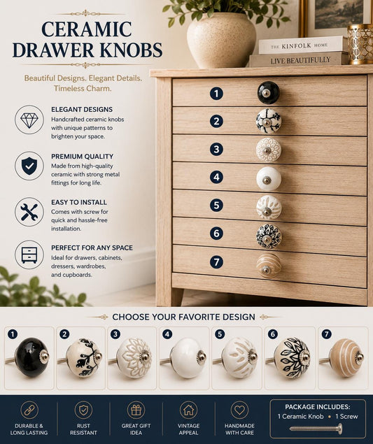 Modern Ceramic Knobs, 1.5 inch
