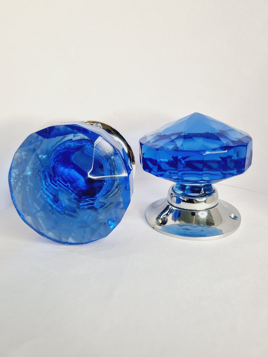 3-Inch Vintage Faceted Glass Mortice Door Knob | Multiple Colors & Finishes | Elegant Crystal Cut Handle