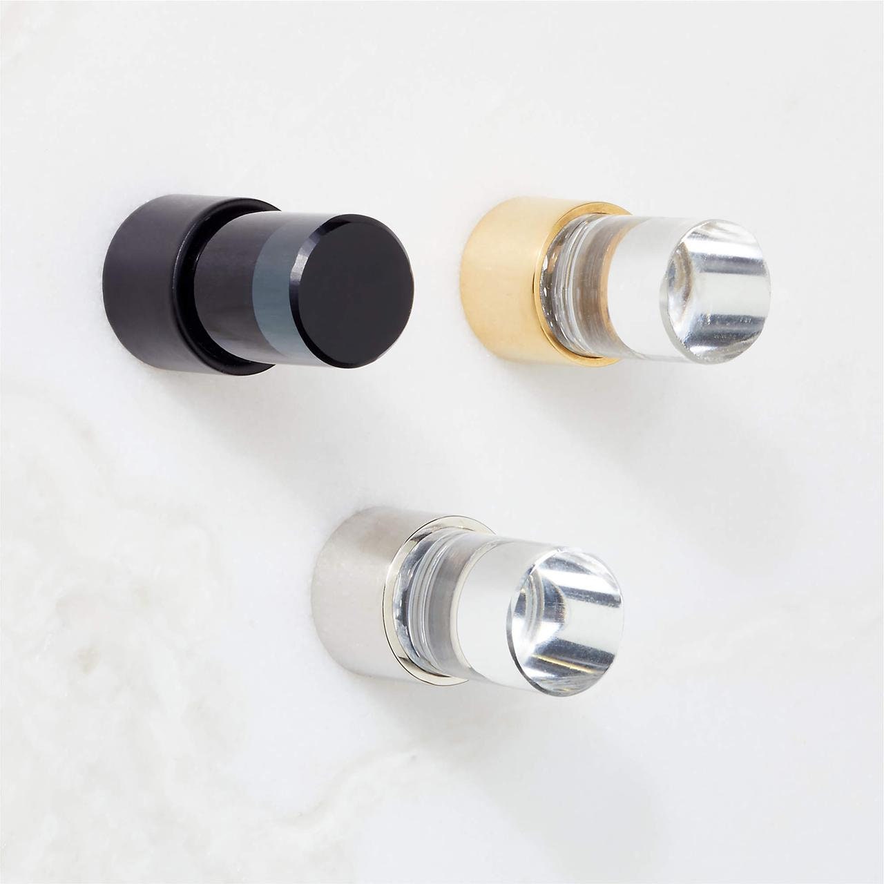 Set of 6 Small Cylinder clear glass knob