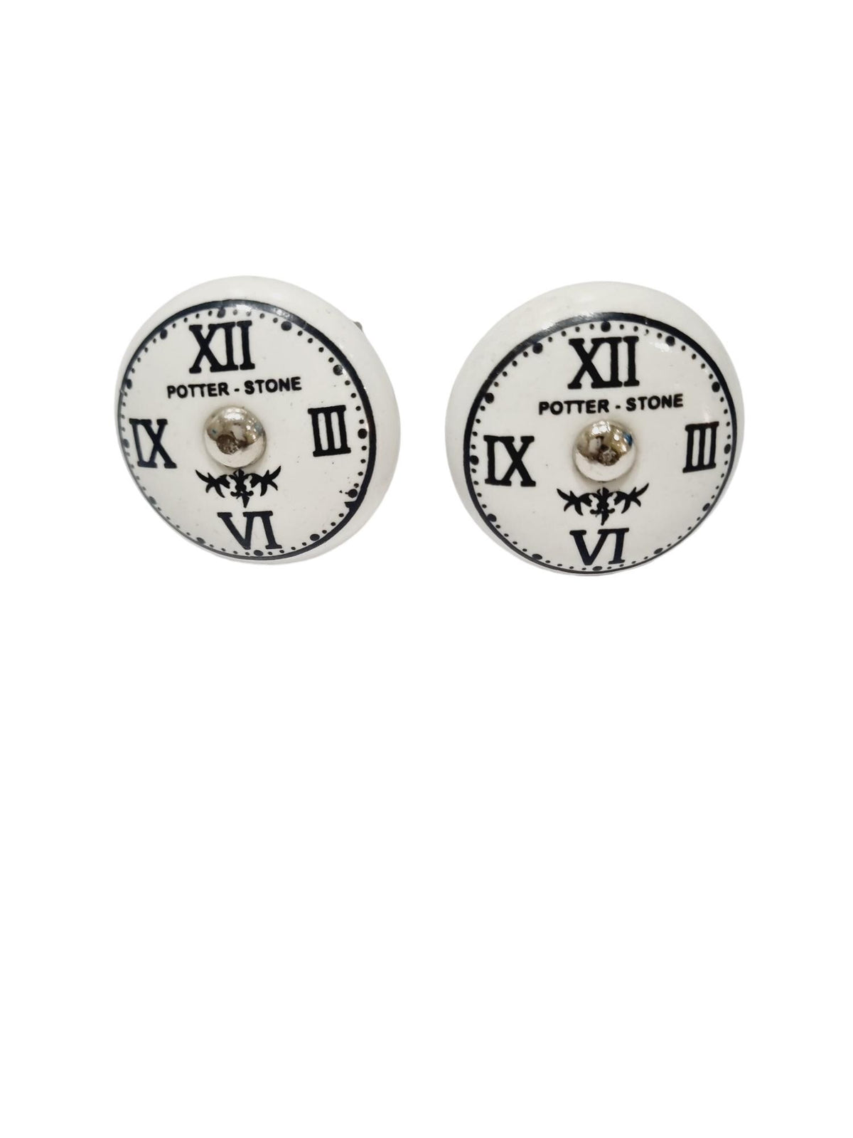 Vintage Ceramic Clock Knob, Farmhouse Drawer Pull, Roman Numeral Cabinet Handle