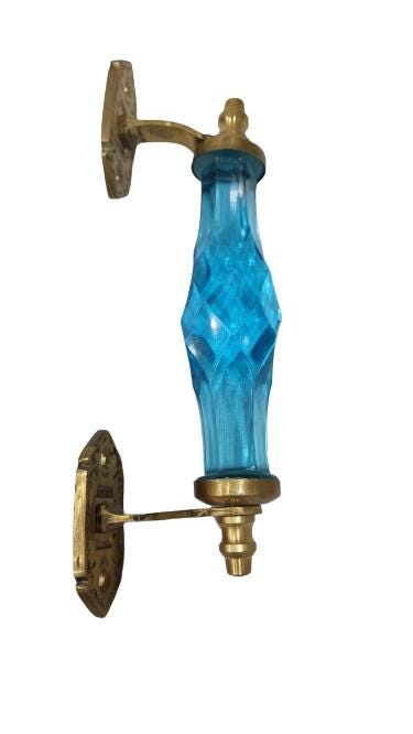 8 Inch Glass Crystal Drawer Pull, Brass Cabinet Handle, Antique Gold Furniture Hardware