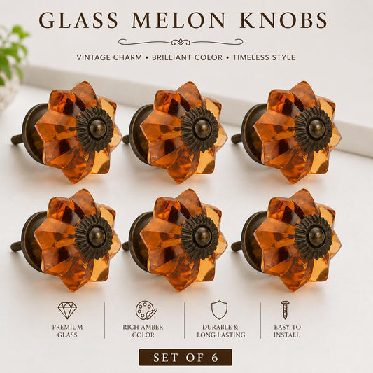 Glass melon knobs with multiple colors