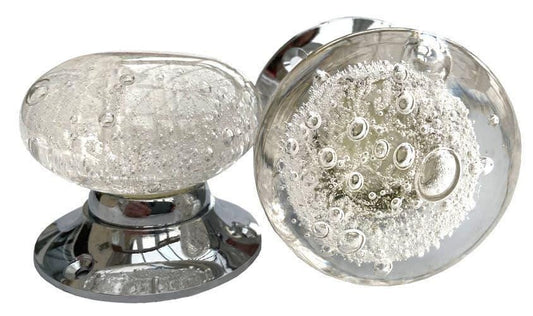 Glass Bubble Mortise Door Knobs, Vintage Crystal Clear Interior Hardware