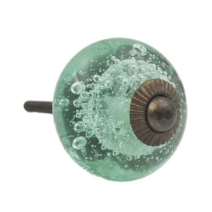 Mint Green Bubble Glass Knobs - Set of 12
