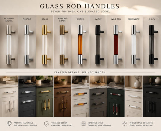 Glass Rod Handles with Black Brass Fittings