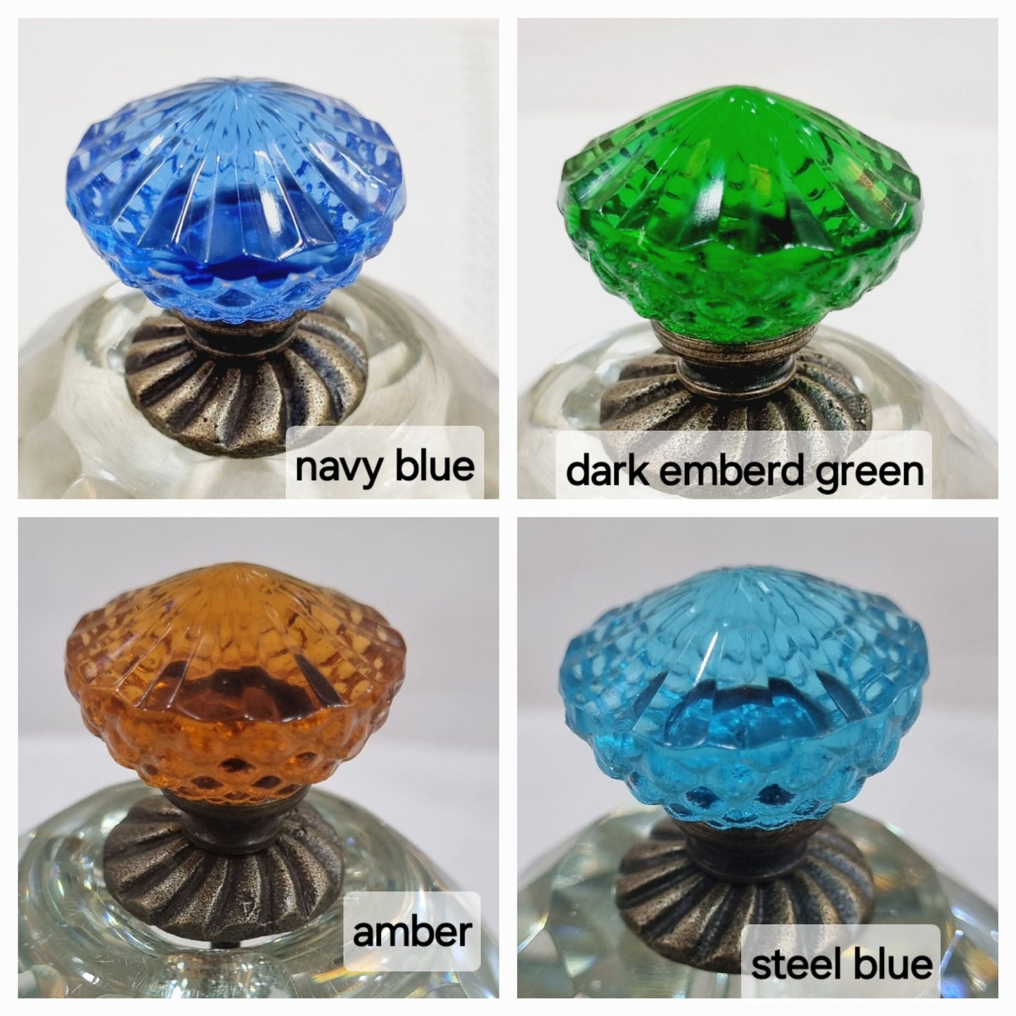 Victorian Style Glass Flower Knob - Antique Bronze Finish